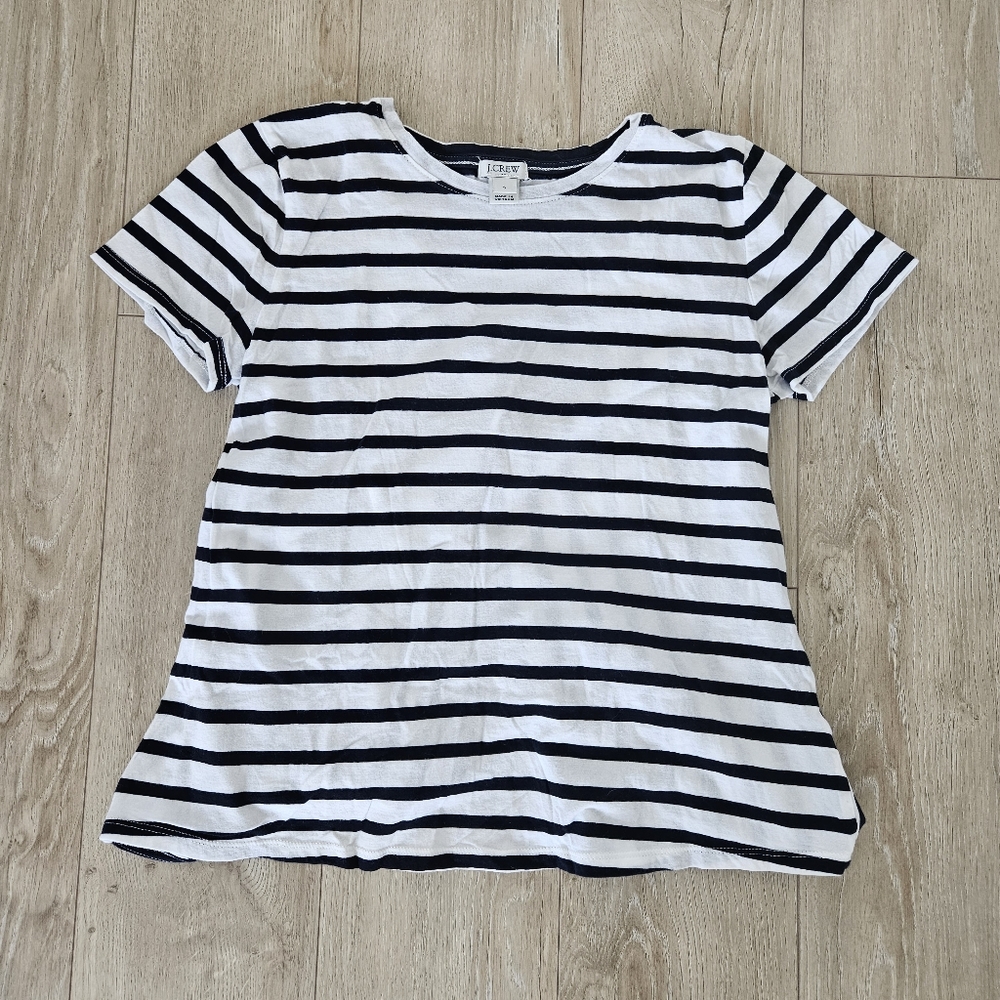 J. Crew Tie Back Top, Size Small, White with Navy Stripes